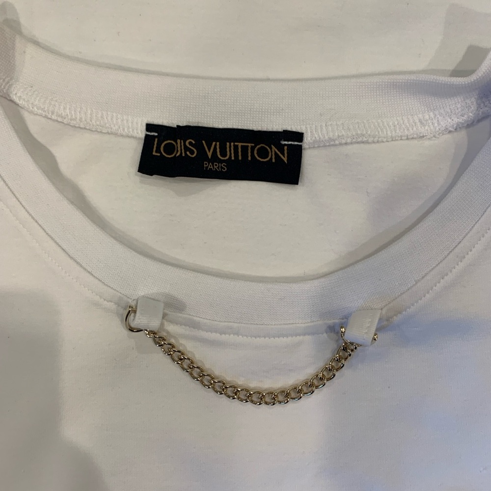 ➰Louis Vuitton Style Logo Jacquard Denim Pocket T-Shirt ➰ - Picture 5 of 9